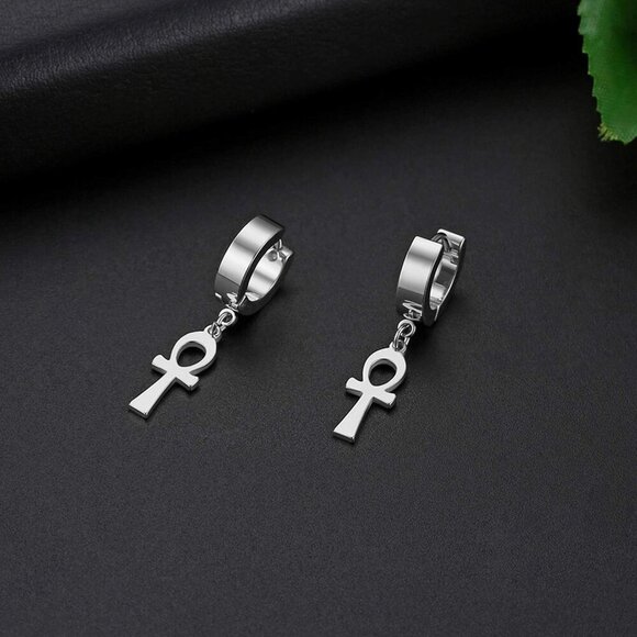 Charming Ankh Cross Dangle Earrings for Men & Women - Lightweight Modern Design - Picture 6 of 7